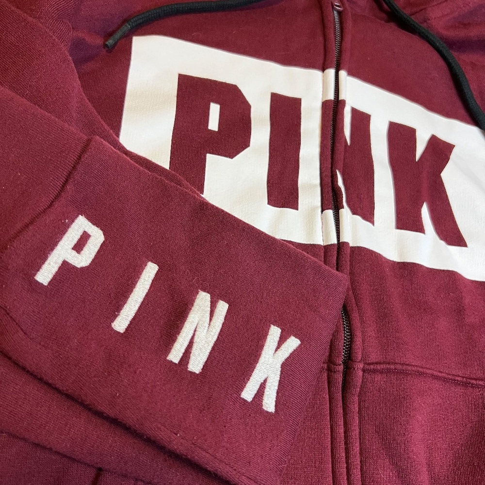 PINK Maroon Zip Hoodie